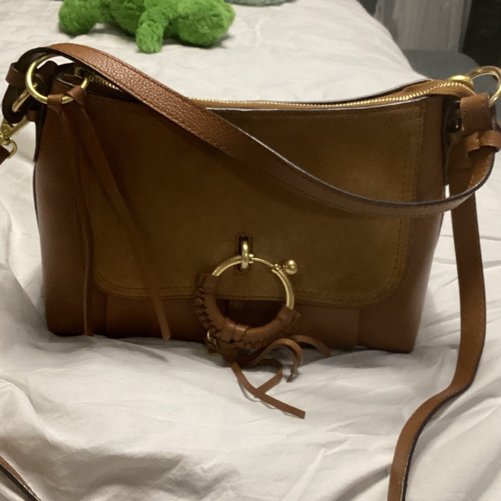 Designer “See By Chloe’ in Lt Brown Suede/Leather Removable/Adj  Shoulder Strap